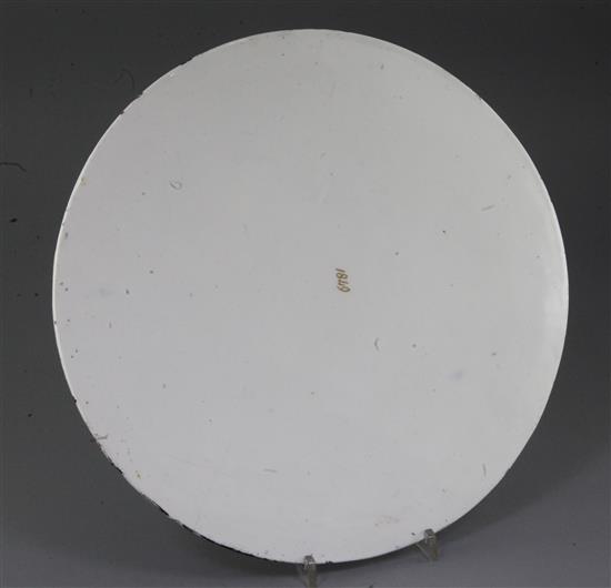 An English porcelain circular plaque, mid 19th century, diameter 34cm